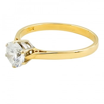 14ct gold Cubic Zirconia solitaire Ring size R